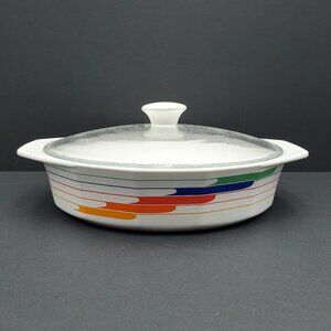 Studio Nova Hi Fi Covered Casserole Fire & Ice Rainbow Baking Dish & Glass Lid